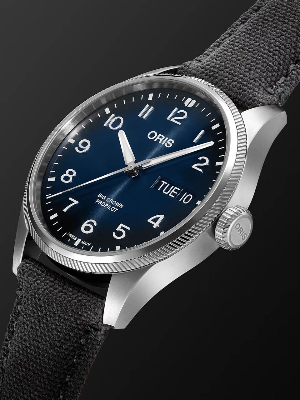 Oris Oris Propilot Big Crown Propilot Big Day Date 01 752 7760 4065-07 3 22 05LC, propilot швейцария мужские часы на браслете тканевый боковой вид